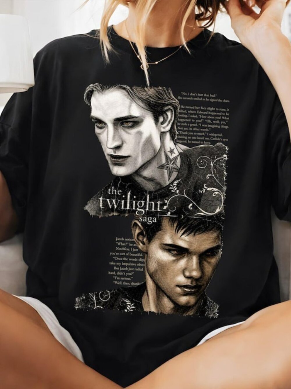 Retro Edward Jacob Twilight Shirt, Vampire Werewolf Romance T-Shirt 91